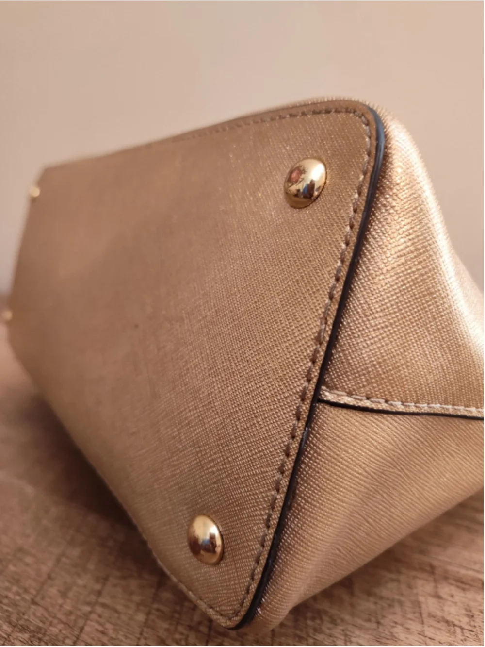 Michael Kors Gold Leather Satchel Handbag